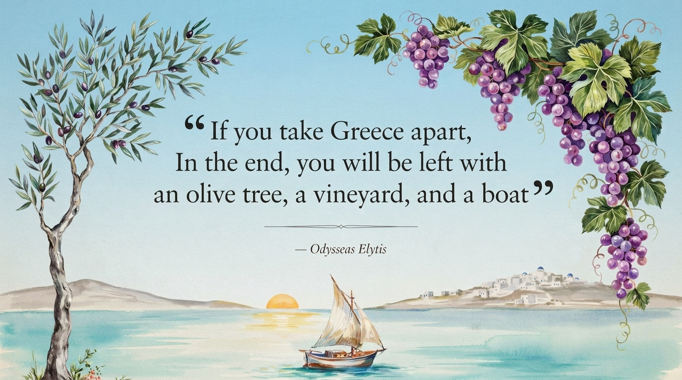Greek quote blue sky